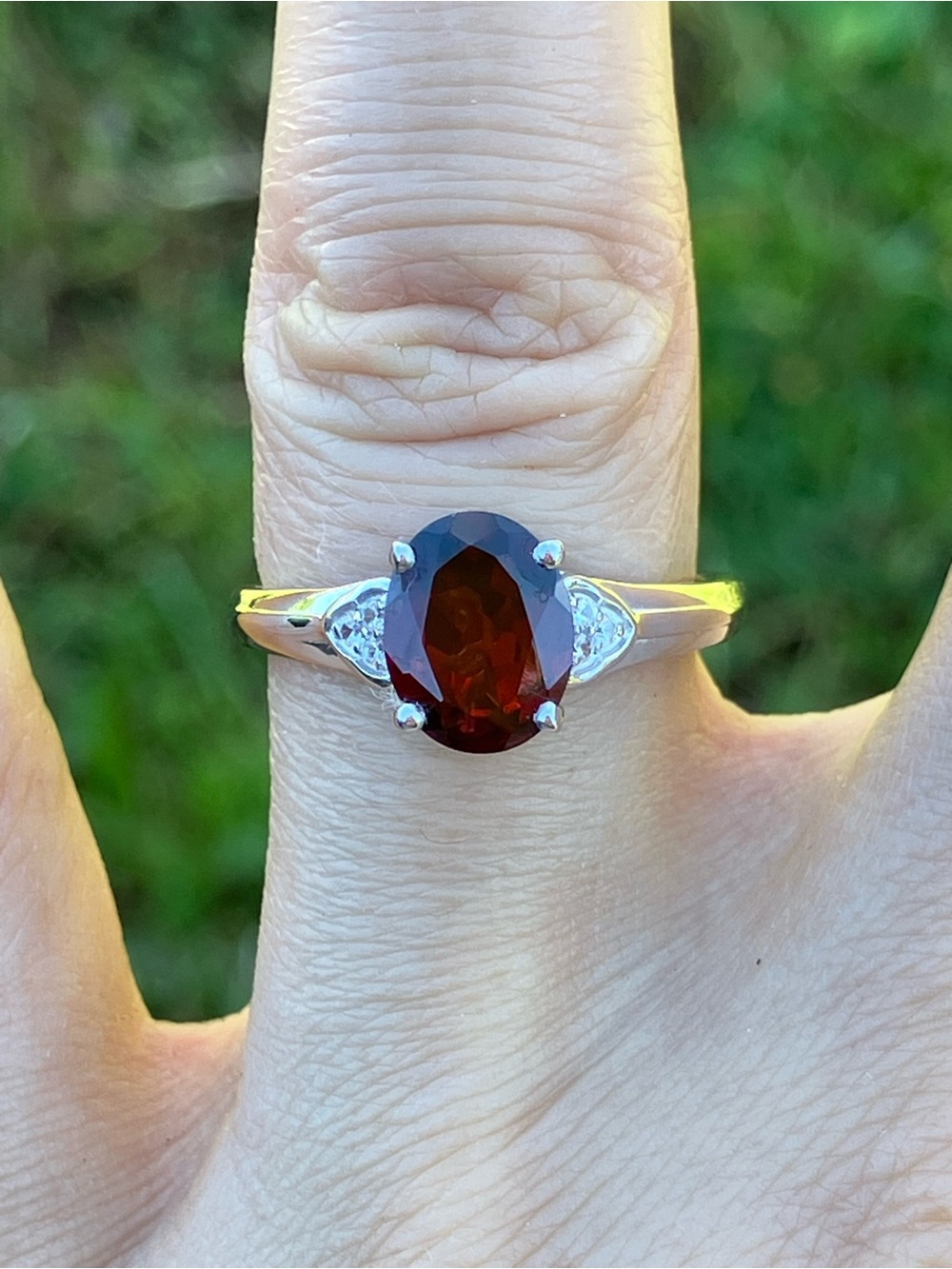 Mozambique Garnet Sterling Silver Ring Size 7